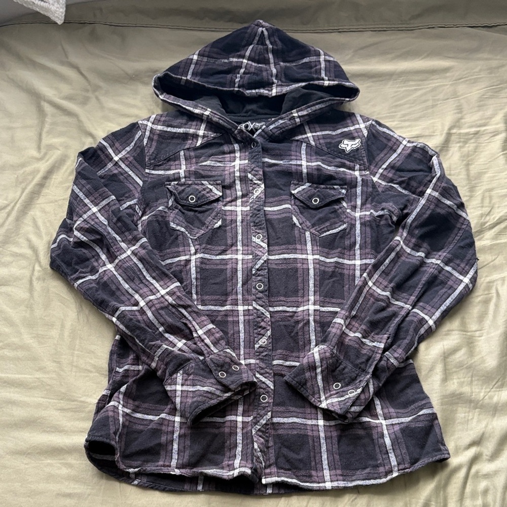 Fox Plaid Button Down Shirt - Black and White